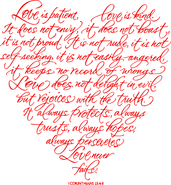 Love Is Patient Corinthians 13 Heart Digital Cut Files SVG DXF PNG