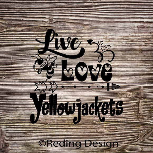 Yellow Jackets Live Love Digital Cut Files SVG DXF PNG