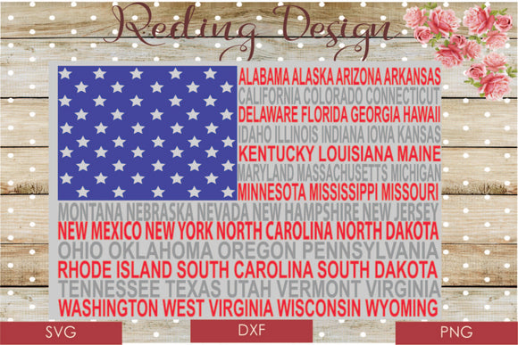United States Flag States Digital Cut File SVG PNG DXF