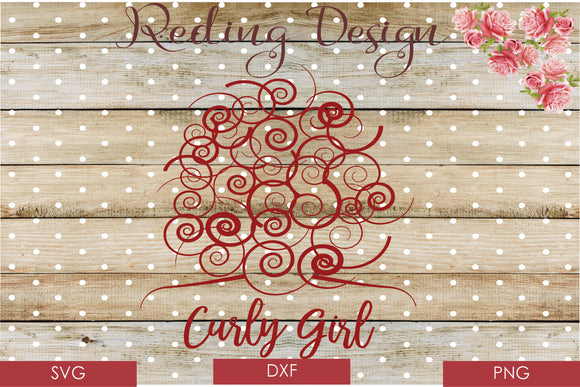 Curly Girl Digital Cut File SVG PNG DXF