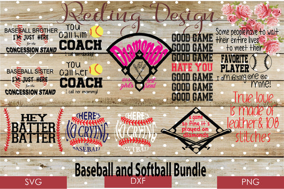 Baseball Bundle Digital Cut File SVG PNG DXF