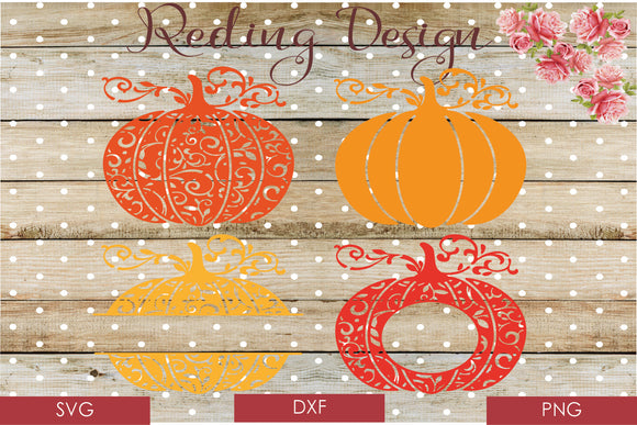 Pumpkin Monogram Frames Digital Cut File SVG PNG DXF