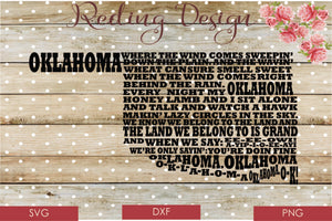Oklahoma State Song Digital Cut File SVG PNG DXF