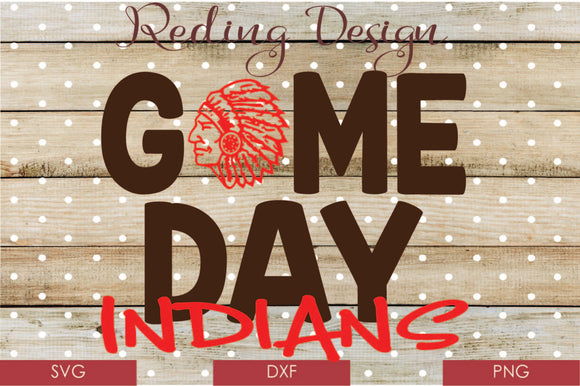 Game Day Indians Digital Cut File SVG PNG DXF