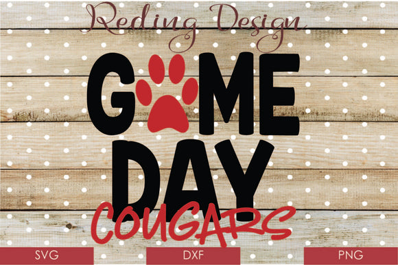 Game Day Cougars Digital Cut File SVG PNG DXF