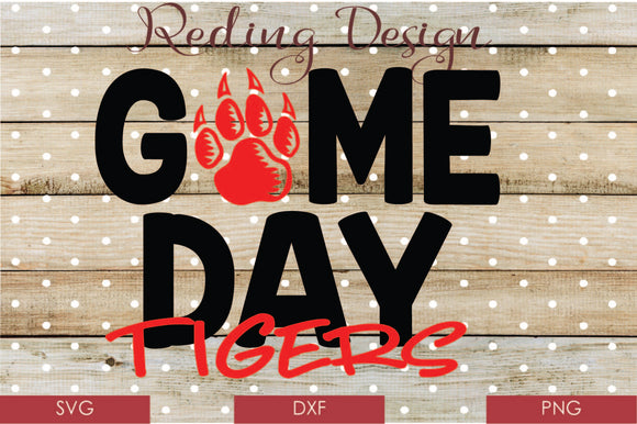 Game Day Tigers Digital Cut File SVG PNG DXF