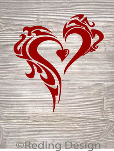 Tribal Heart SVG DXF PNG Digital Cut Files
