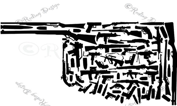State of Oklahoma in Guns SVG DXF PNG Digital Cut Files