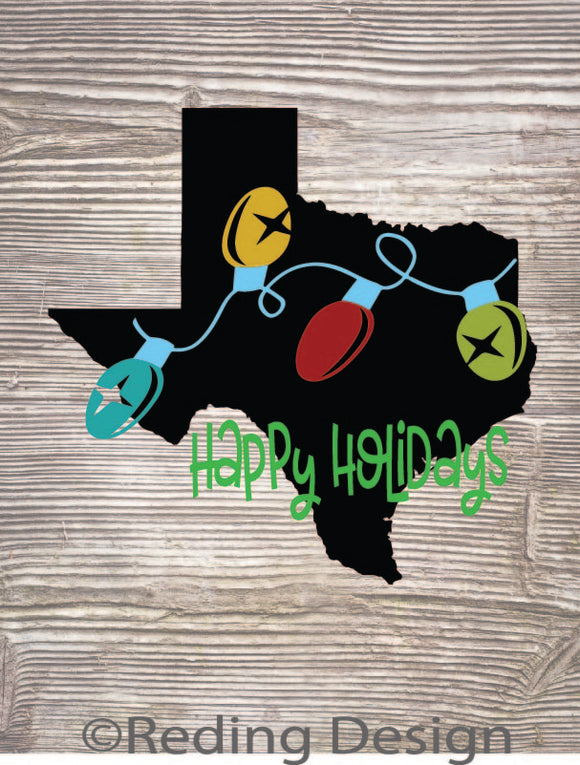 Happy Holidays Texas SVG DXF PNG Digital Cut Files